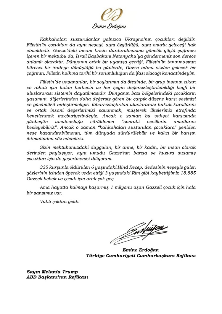 Emine Erdoğan Mektubu