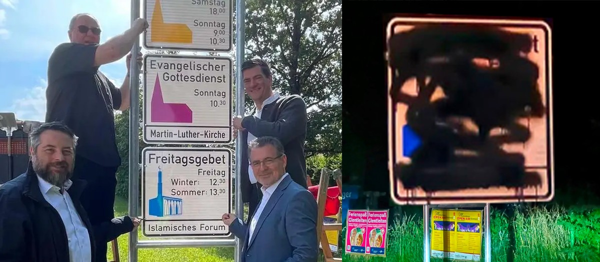 Almanya'da cuma namazı tabelasına saldırı